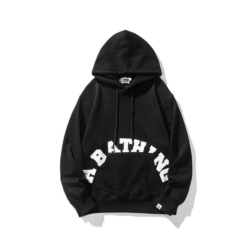 Bathing Shark and ape head print Hoodie Man Alphabet Print Solid Color Shark NextBlock