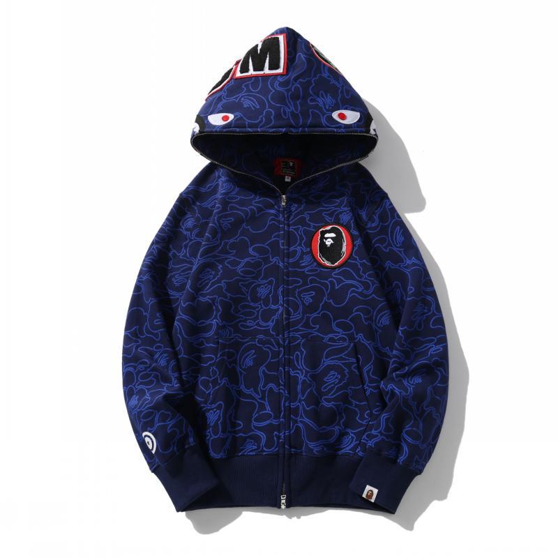 Bathing Shark and ape head print Hoodie Camouflage Shark Head Zipper NextBlock