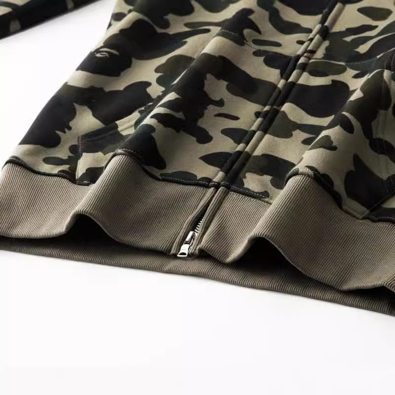 Bathing Shark and ape head print Hoodie Hello Kitty Camouflage Sweater Men NextBlock