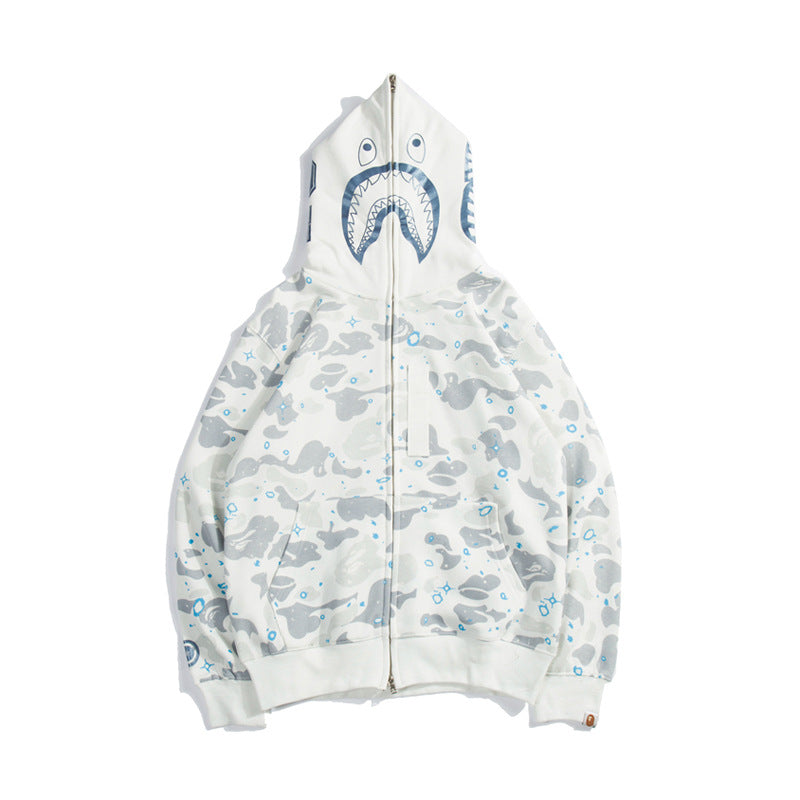 Bathing Shark and ape head print Hoodie Luminous Star Print Jacket NextBlock