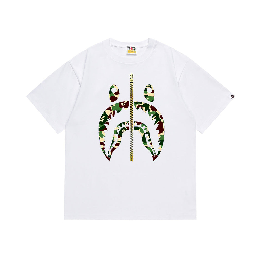 BAPE Bathing Shark and ape head print T Shirt NextBlock
