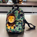 Bathing Shark and ape head print Bag Camouflage Little Monkey Backpack Small School Bag Backpack Female NextBlock