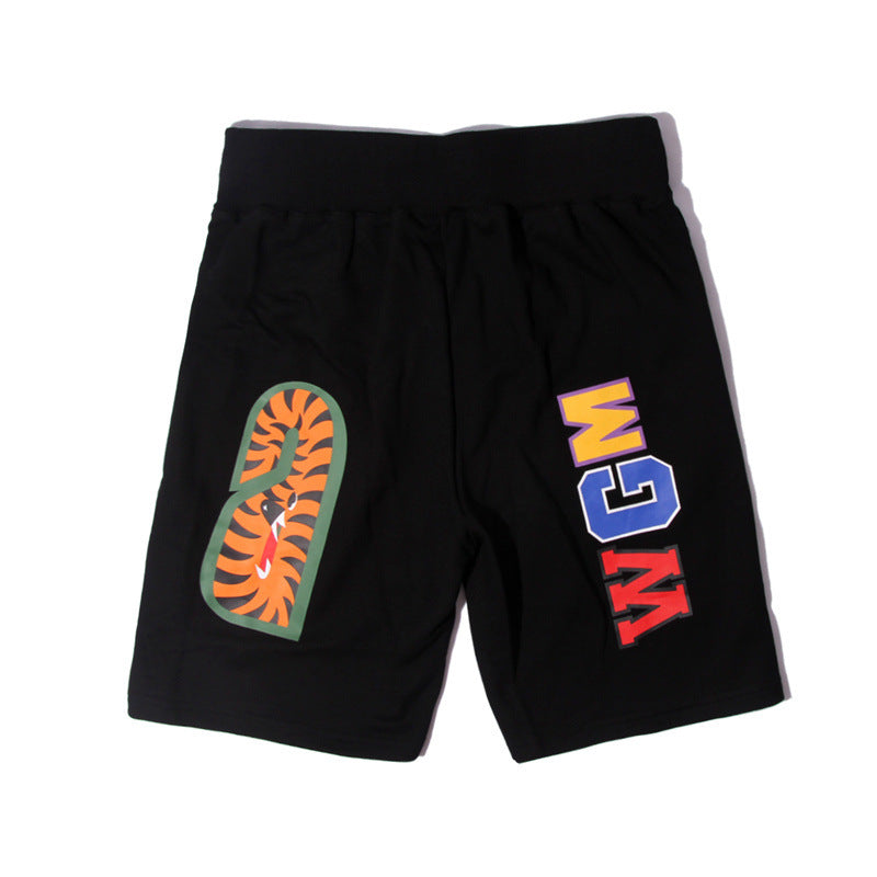 Bathing Shark and ape head print Shorts Solid Color Letter Shark WGM Printed Five-Point Pants Straight Beach Pants NextBlock