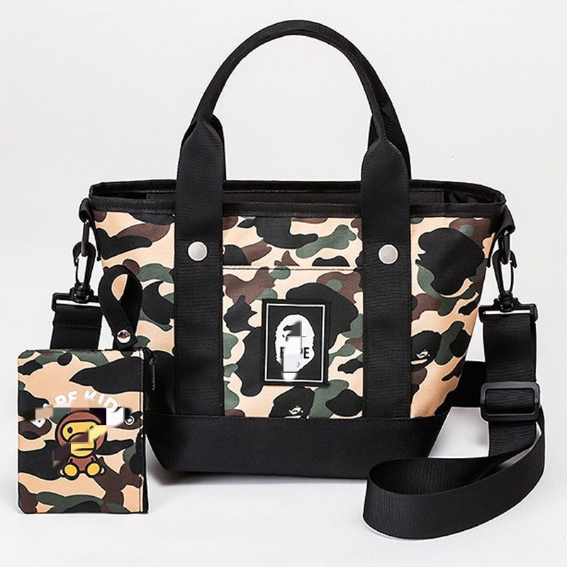 Bathing Shark and ape head print Bag Ape Camo Tote Bag Wallet Two-piece Set NextBlock