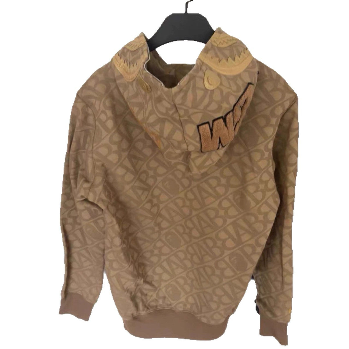 Bathing Shark and ape head print hoode BAPE sequin printed letters NextBlock