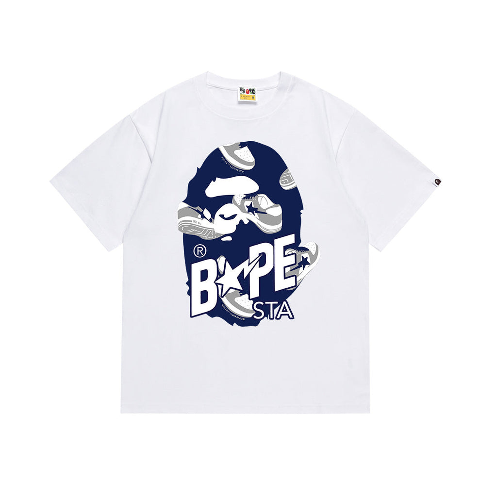 BAPE Bathing Shark and ape head print T Shirt NextBlock