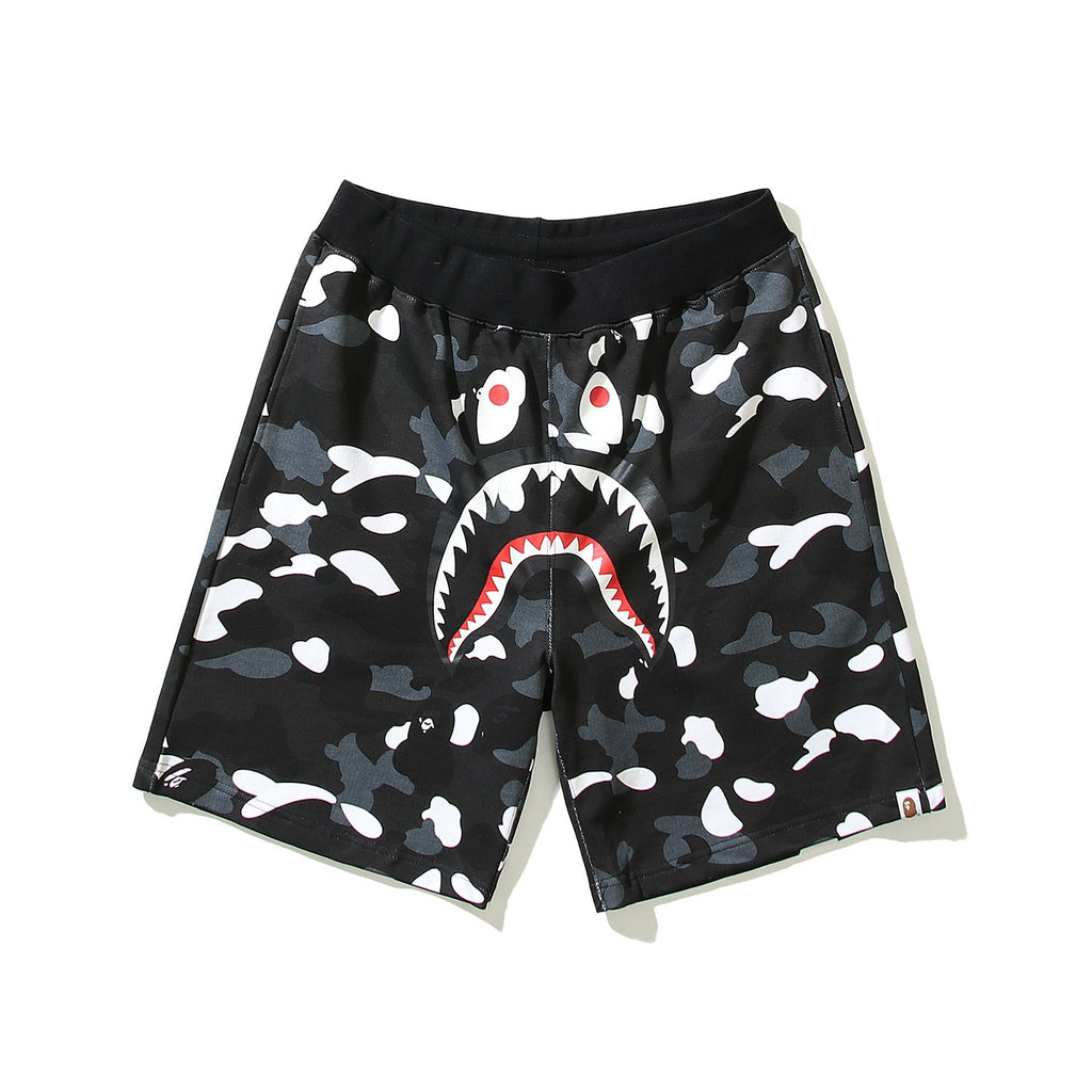 Bathing Shark and ape head print Shorts camouflage luminous shark terry straight beach pants NextBlock
