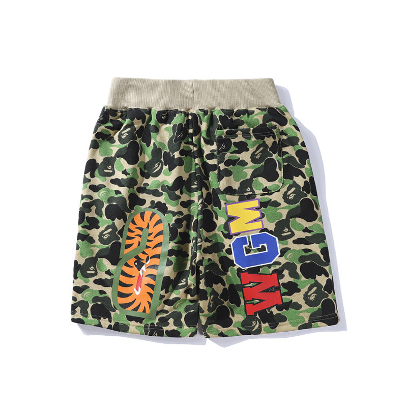Bathing Shark and ape head print Shorts Camo Alphabet Shark WGM print beach pants NextBlock
