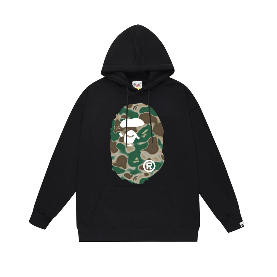 Bathing Shark and ape head print Hoodie Autumn / Winter Letter Print Loose Hoodie Pullover Ape Sweater NextBlock