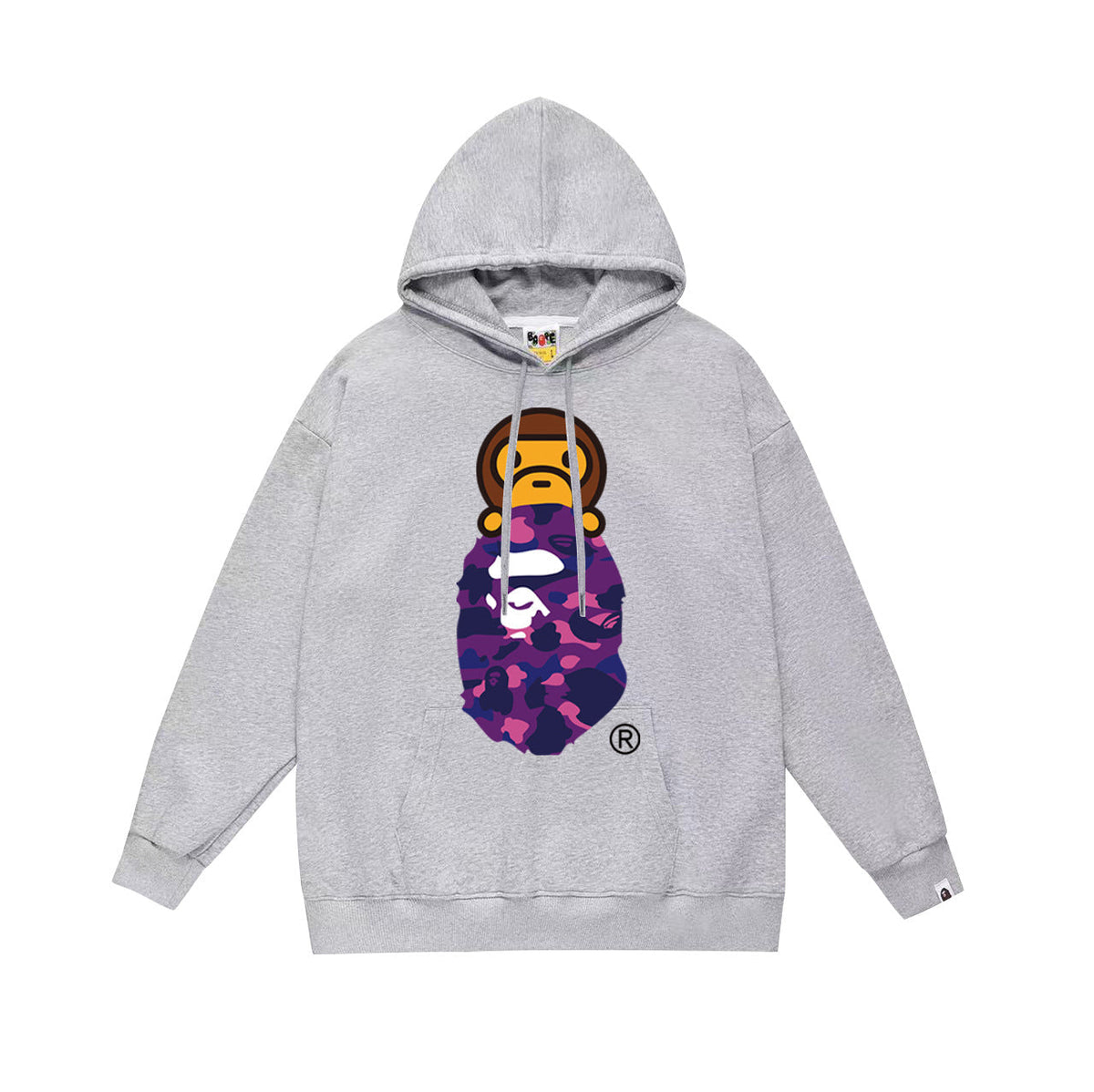 Bathing Shark and ape head print Hoodie Autumn / Winter Letter Print Loose Hoodie Pullover Ape Sweater NextBlock