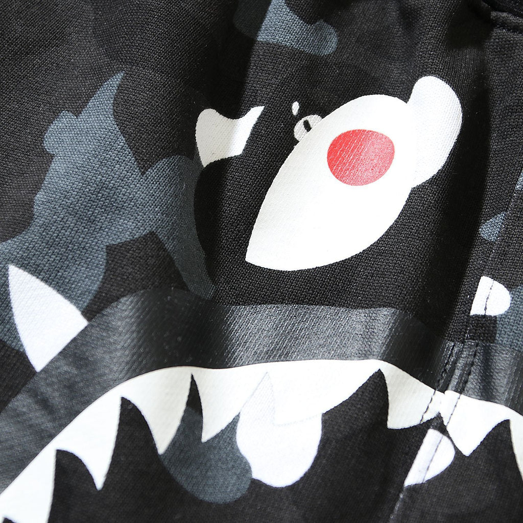 Bathing Shark and ape head print Shorts camouflage luminous shark terry straight beach pants NextBlock