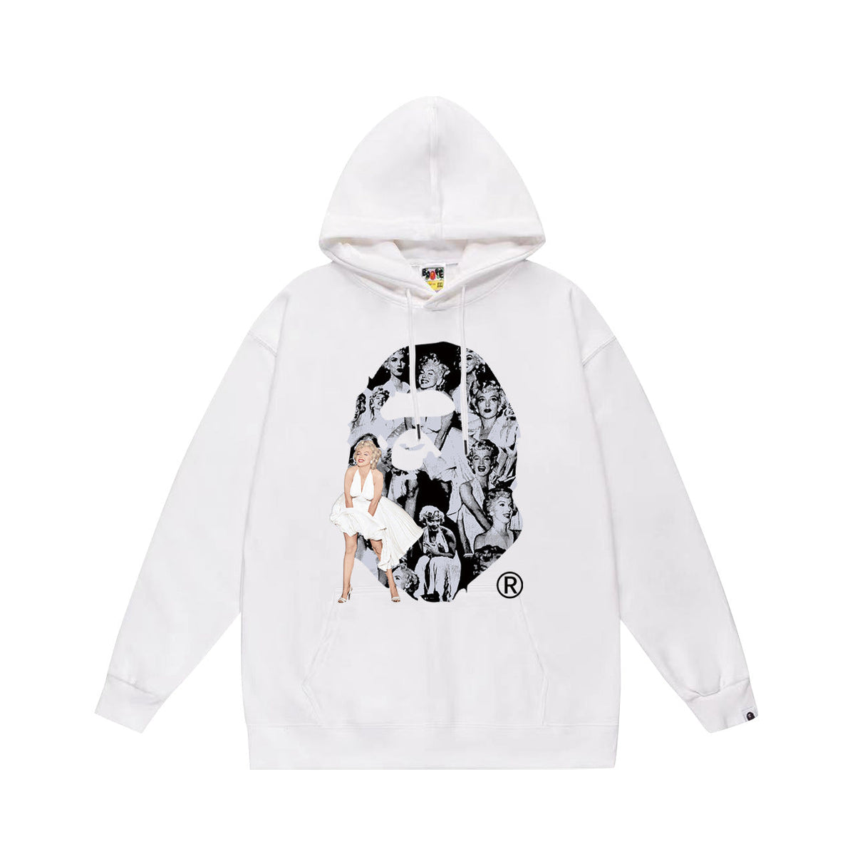 Bathing Shark and ape head print Hoodie Autumn / Winter Letter Print Loose Hoodie Pullover Ape Sweater NextBlock