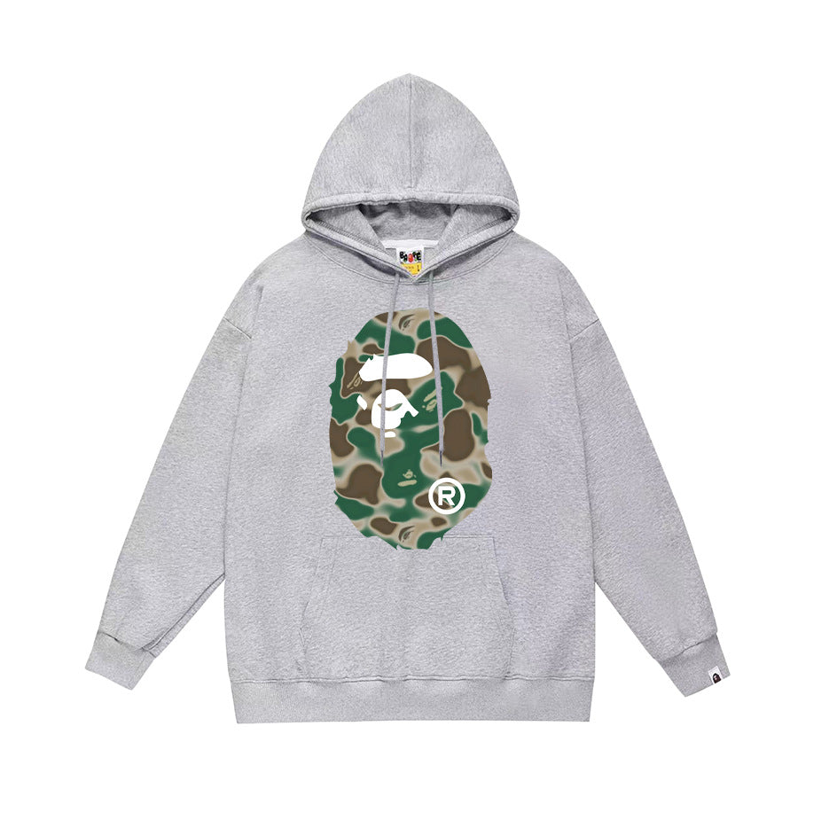 Bathing Shark and ape head print Hoodie Autumn / Winter Letter Print Loose Hoodie Pullover Ape Sweater NextBlock