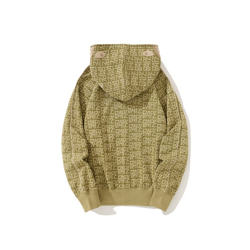 Bathing Shark and ape head print Hoodie Full Print Sweater Cardigan Zip Hooded NextBlock