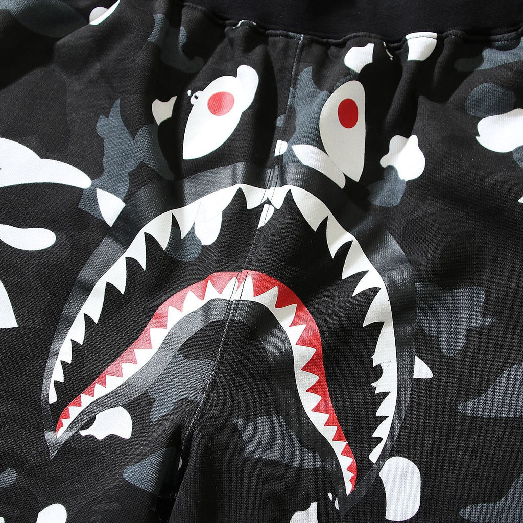 Bathing Shark and ape head print Shorts camouflage luminous shark terry straight beach pants NextBlock