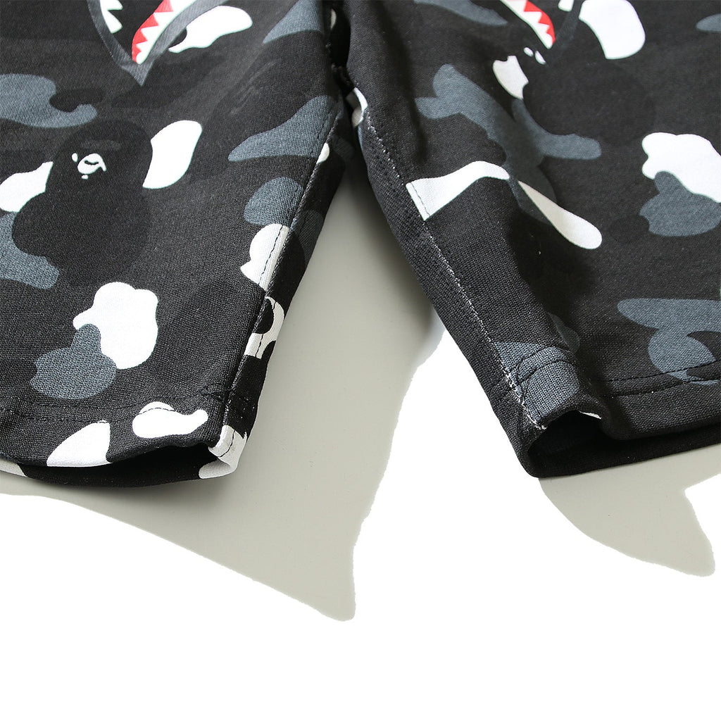 Bathing Shark and ape head print Shorts camouflage luminous shark terry straight beach pants NextBlock