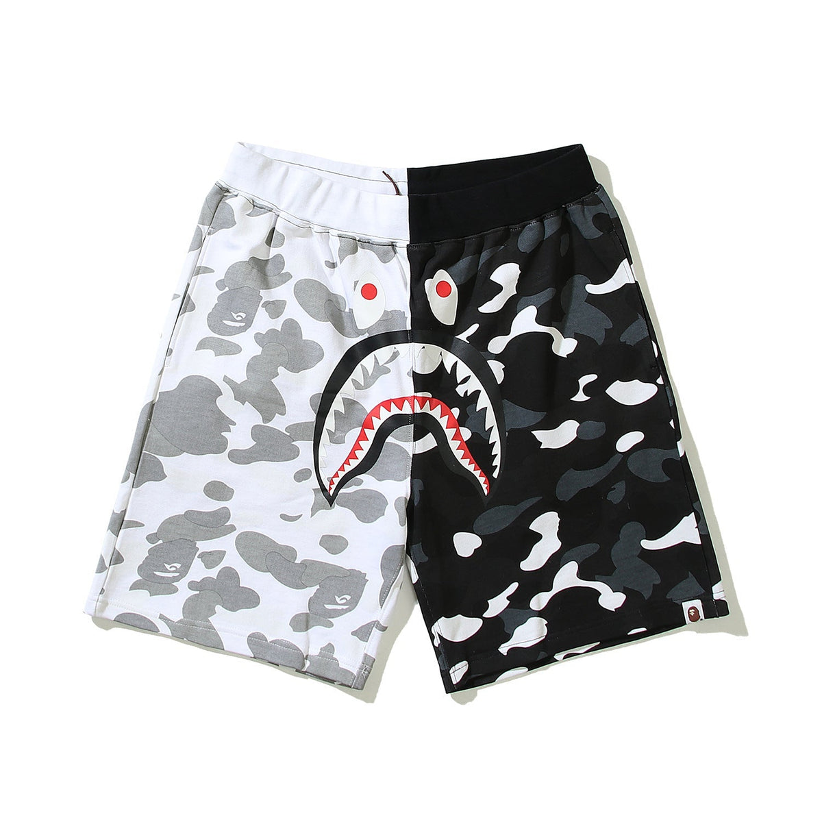Bathing Shark and ape head print Shorts Yin Yang luminous shark five-point pants straight beach pants NextBlock