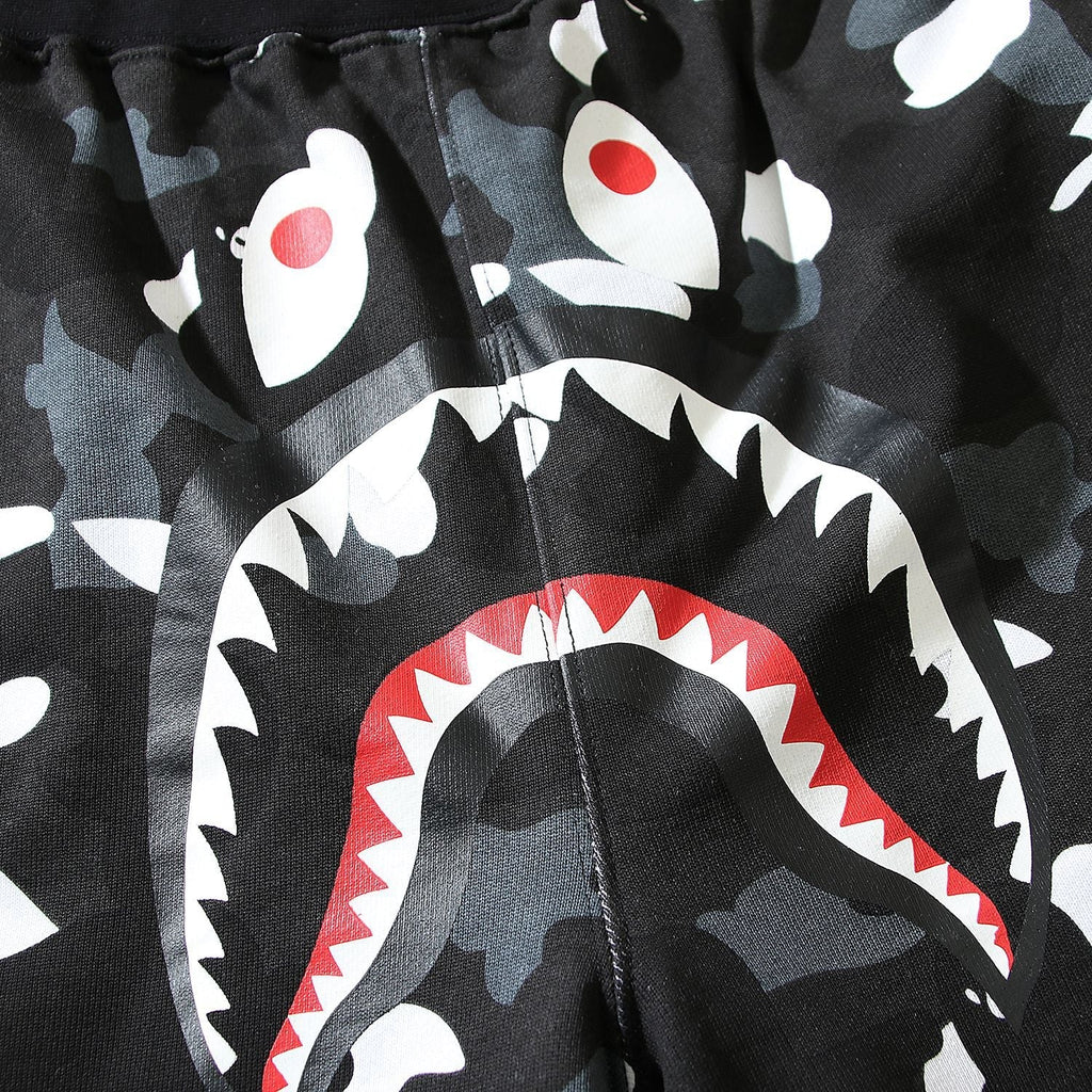 Bathing Shark and ape head print Shorts camouflage luminous shark terry straight beach pants NextBlock