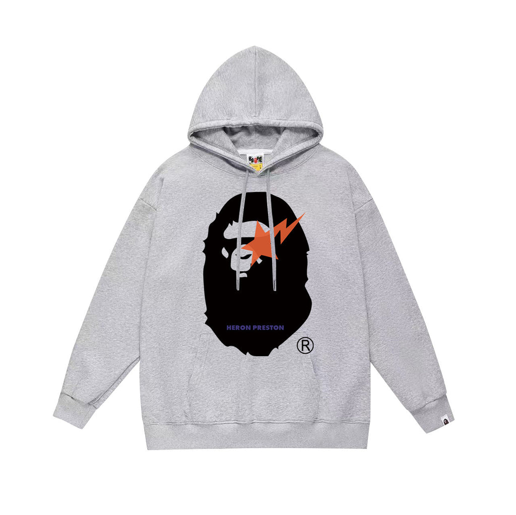 Bathing Shark and ape head print Hoodie Autumn / Winter Letter Print Loose Hoodie Pullover Ape Sweater NextBlock