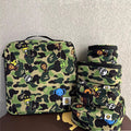 Bathing Shark and ape head print Bag Green Camouflage Little Monkey Storage Bag Five-piece Set NextBlock