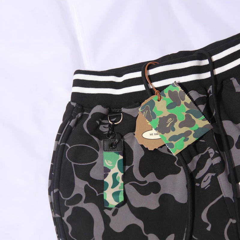 Bathing Shark and ape head print Shorts camouflage alphabet shark shorts men cotton terry lightning NextBlock