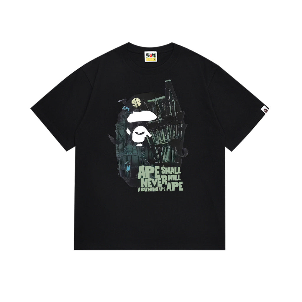 BAPE Bathing Shark and ape head print T Shirt NextBlock