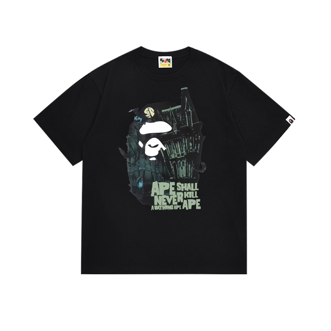 BAPE Bathing Shark and ape head print T Shirt NextBlock