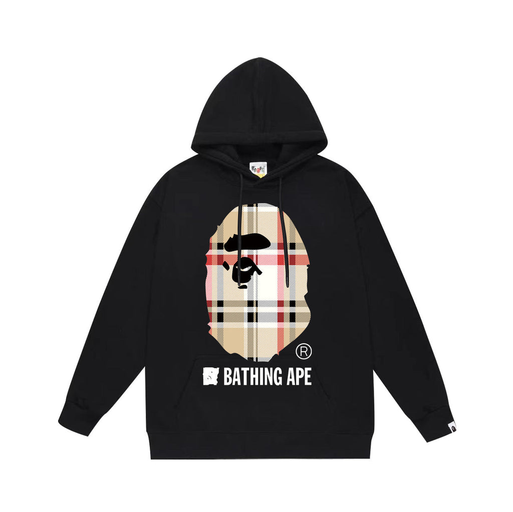 Bathing Shark and ape head print Hoodie Autumn / Winter Letter Print Loose Hoodie Pullover Ape Sweater NextBlock