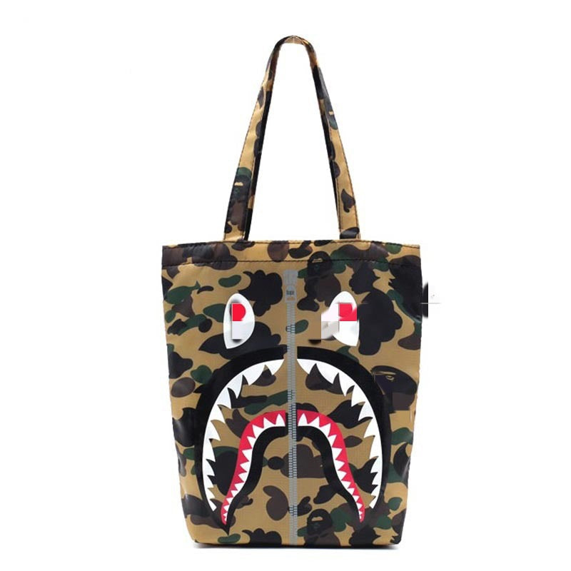 Bathing Shark and ape head print Bag Ape Shark Monster Camouflage Tote Bag NextBlock