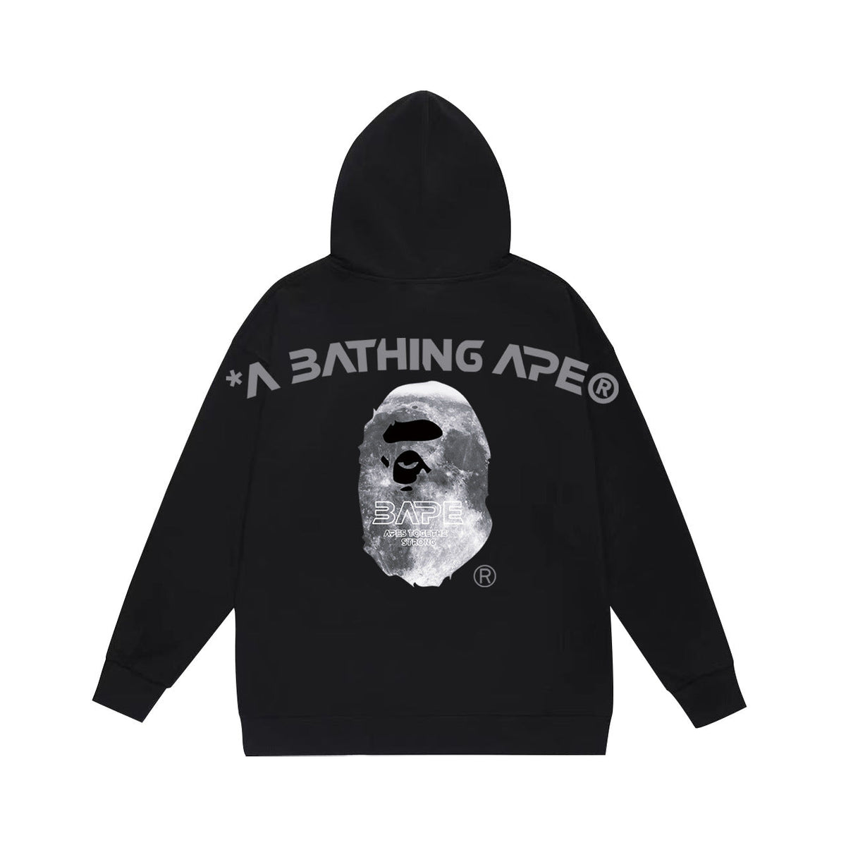 Bathing Shark and ape head print Hoodie Autumn / Winter Letter Print Loose Hoodie Pullover Ape Sweater NextBlock