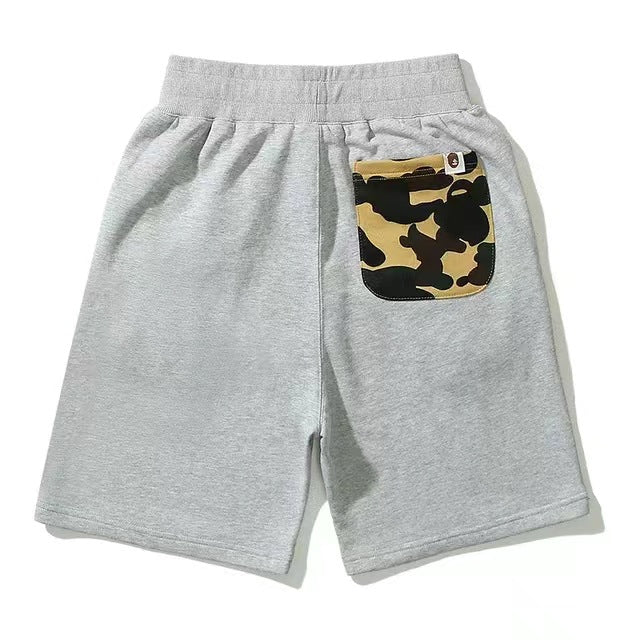 Bathing Shark and ape head print Shorts embroidered small label shark five-point pants casual straight beach pants NextBlock