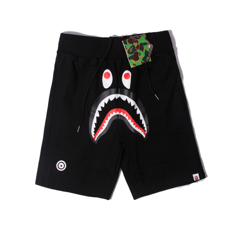 Bathing Shark and ape head print Shorts Solid Color Letter Shark WGM Printed Five-Point Pants Straight Beach Pants NextBlock