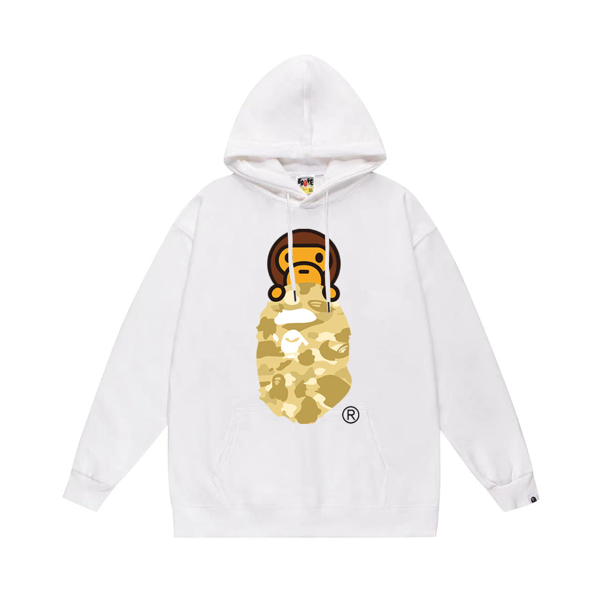 Bathing Shark and ape head print Hoodie Autumn / Winter Letter Print Loose Hoodie Pullover Ape Sweater NextBlock