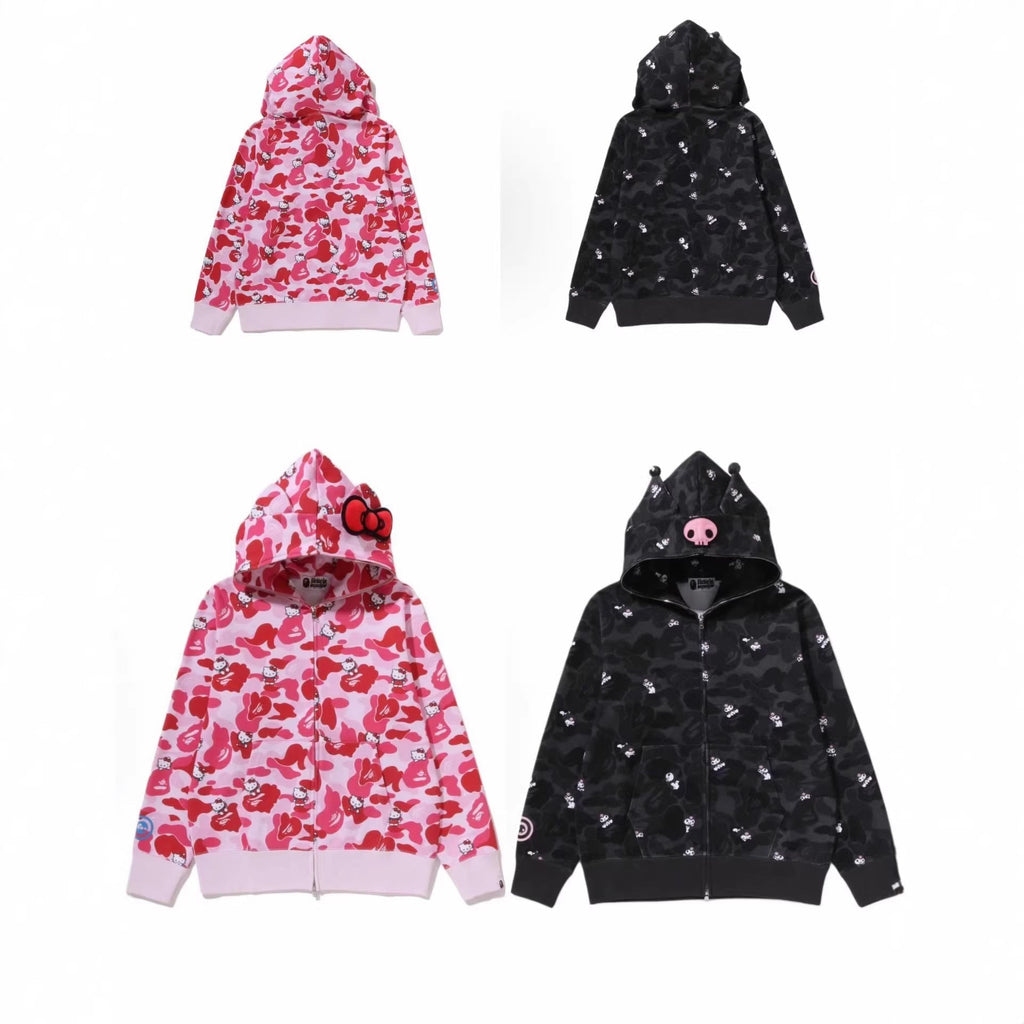 Bathing Shark and ape head print hoode BAPE co-branded hello kitty kuromi looseoutwearautum NextBlock