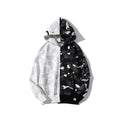 Bathing Shark and ape head print Hoodie shark head black and white luminous color matching sweater NextBlock