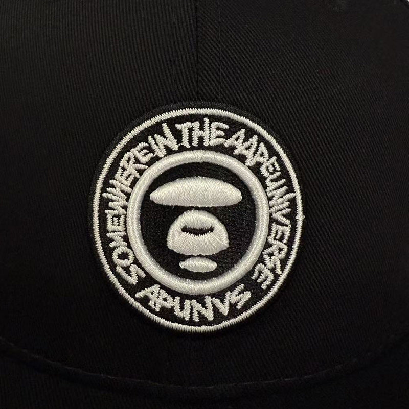 Bathing Shark and ape head print Hat Embroidered Round Label Baseball Cap Hard Top Street Hip Hop Flat Edge Cap NextBlock