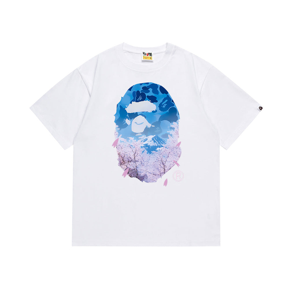 BAPE Bathing Shark and ape head print T Shirt NextBlock