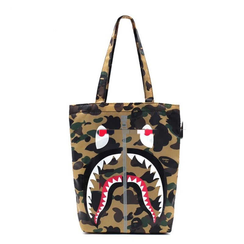 Bathing Shark and ape head print Bag Ape Shark Monster Camouflage Tote Bag NextBlock
