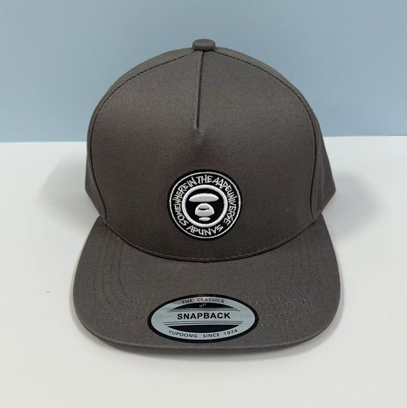 Bathing Shark and ape head print Hat Embroidered Round Label Baseball Cap Hard Top Street Hip Hop Flat Edge Cap NextBlock