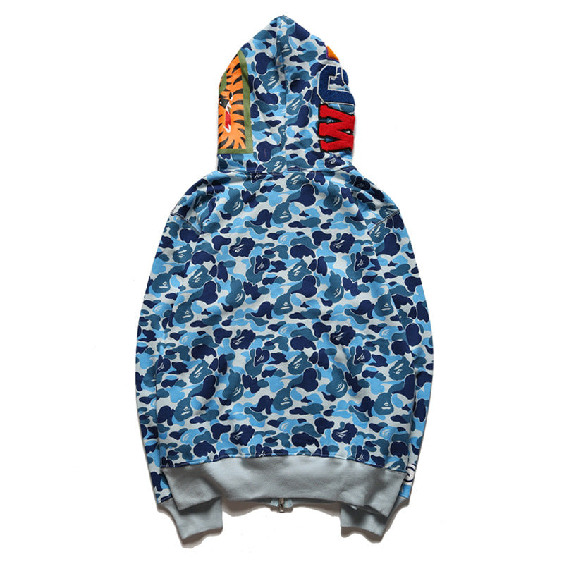 Bathing Shark and ape head print Hoodie Camouflage Alphabet Embroidery Shark Hooded NextBlock