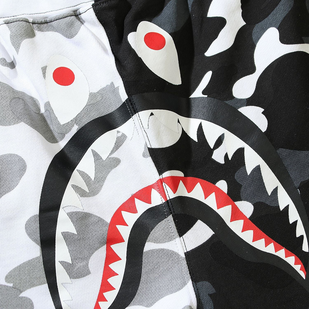 Bathing Shark and ape head print Shorts Yin Yang luminous shark five-point pants straight beach pants NextBlock