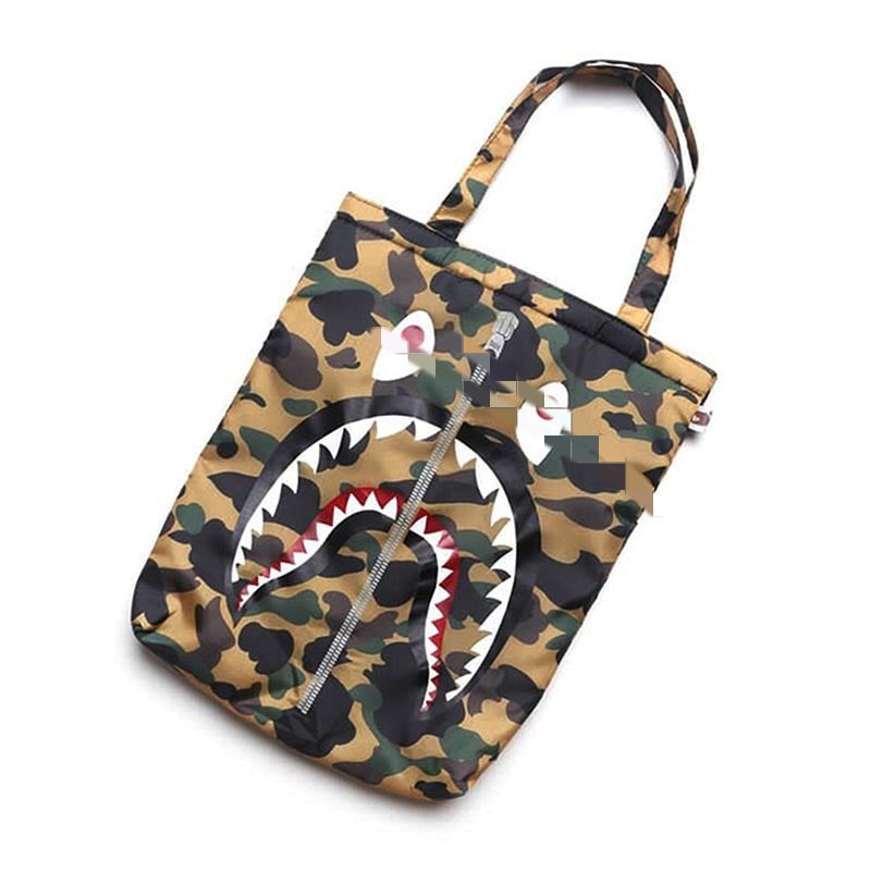 Bathing Shark and ape head print Bag Ape Shark Monster Camouflage Tote Bag NextBlock