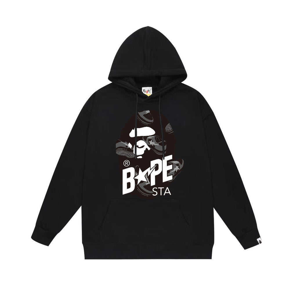 Bathing Shark and ape head print Hoodie Fall / Winter Hooded Sweater NextBlock