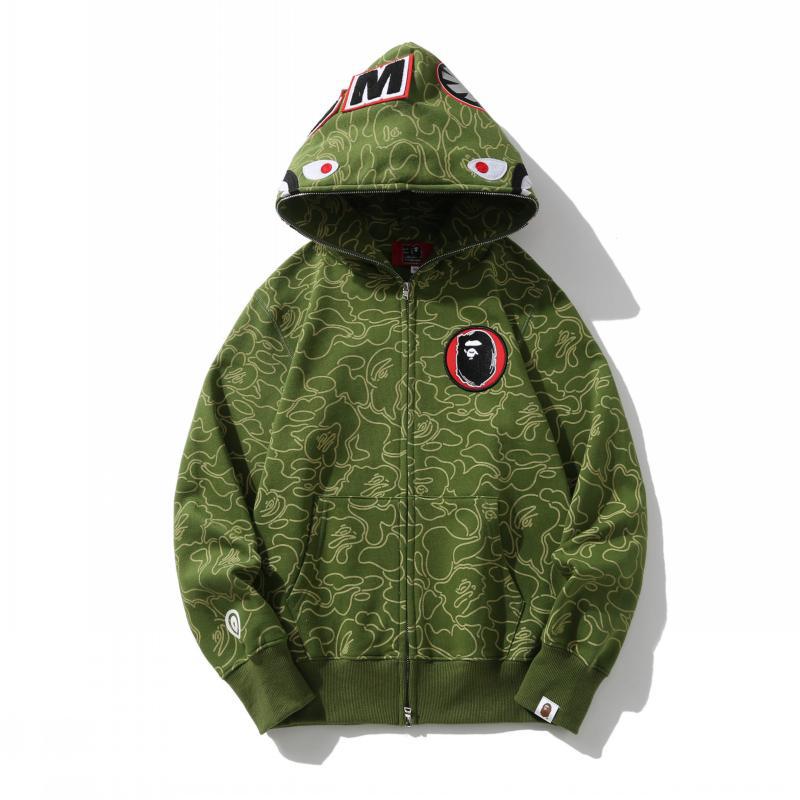 Bathing Shark and ape head print Hoodie Camouflage Shark Head Zipper NextBlock
