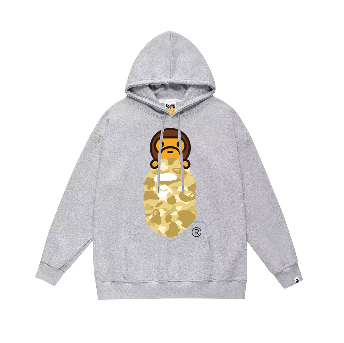 Bathing Shark and ape head print Hoodie Autumn / Winter Letter Print Loose Hoodie Pullover Ape Sweater NextBlock