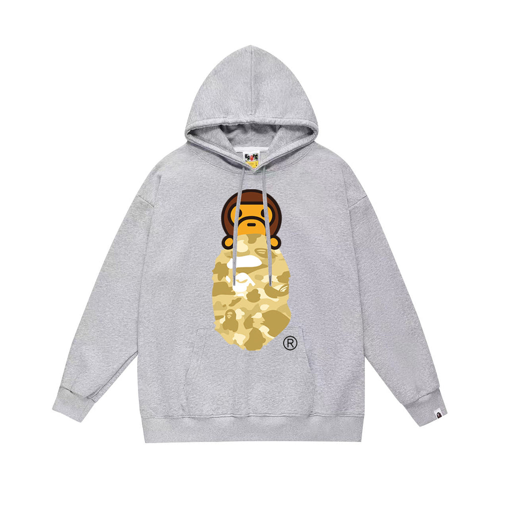 Bathing Shark and ape head print Hoodie Autumn / Winter Letter Print Loose Hoodie Pullover Ape Sweater NextBlock