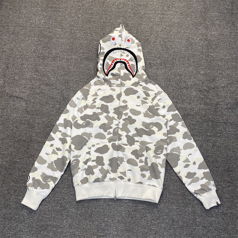 Bathing Shark and ape head print Hoodie NextBlock