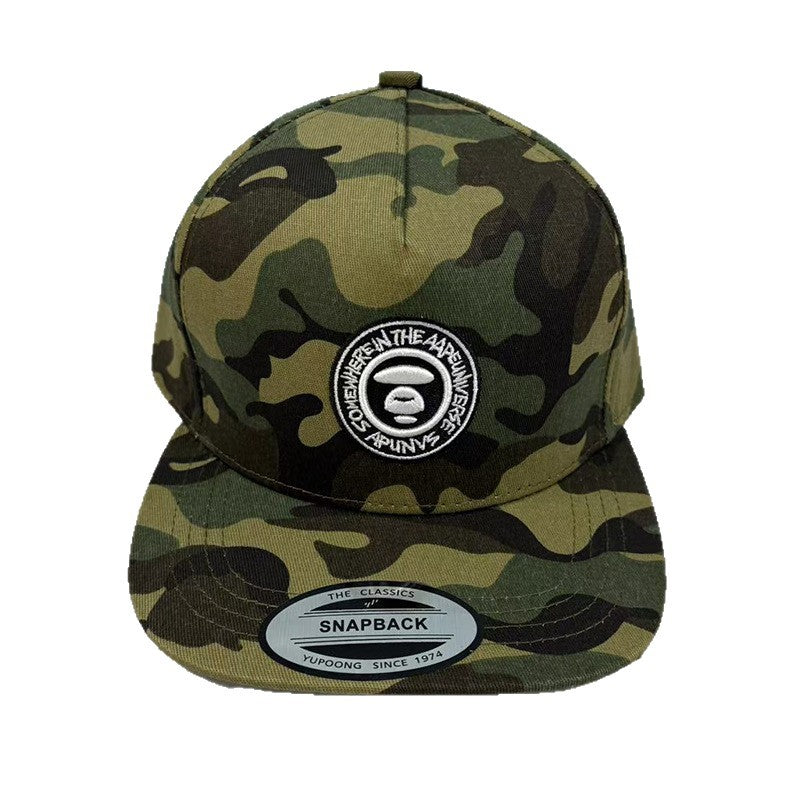 Bathing Shark and ape head print Hat Embroidered Round Label Baseball Cap Hard Top Street Hip Hop Flat Edge Cap NextBlock