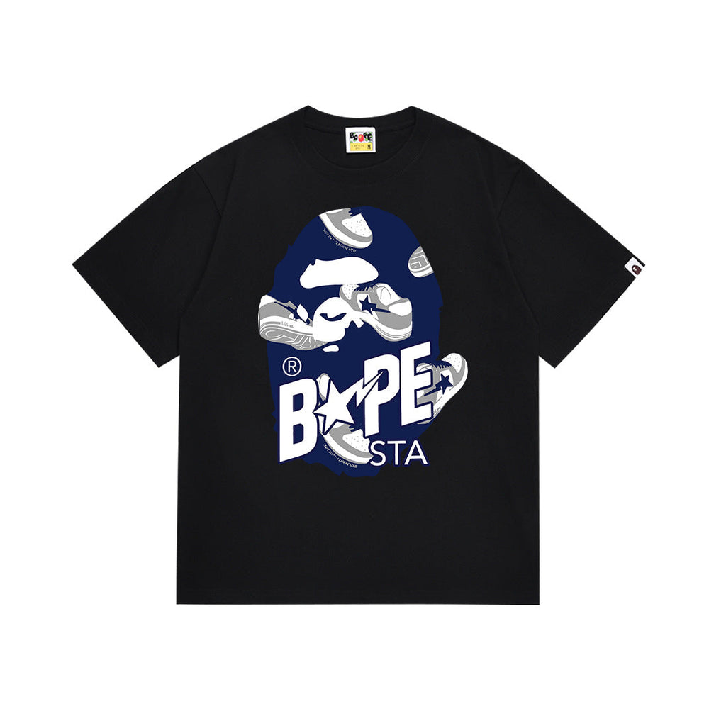 BAPE Bathing Shark and ape head print T Shirt NextBlock