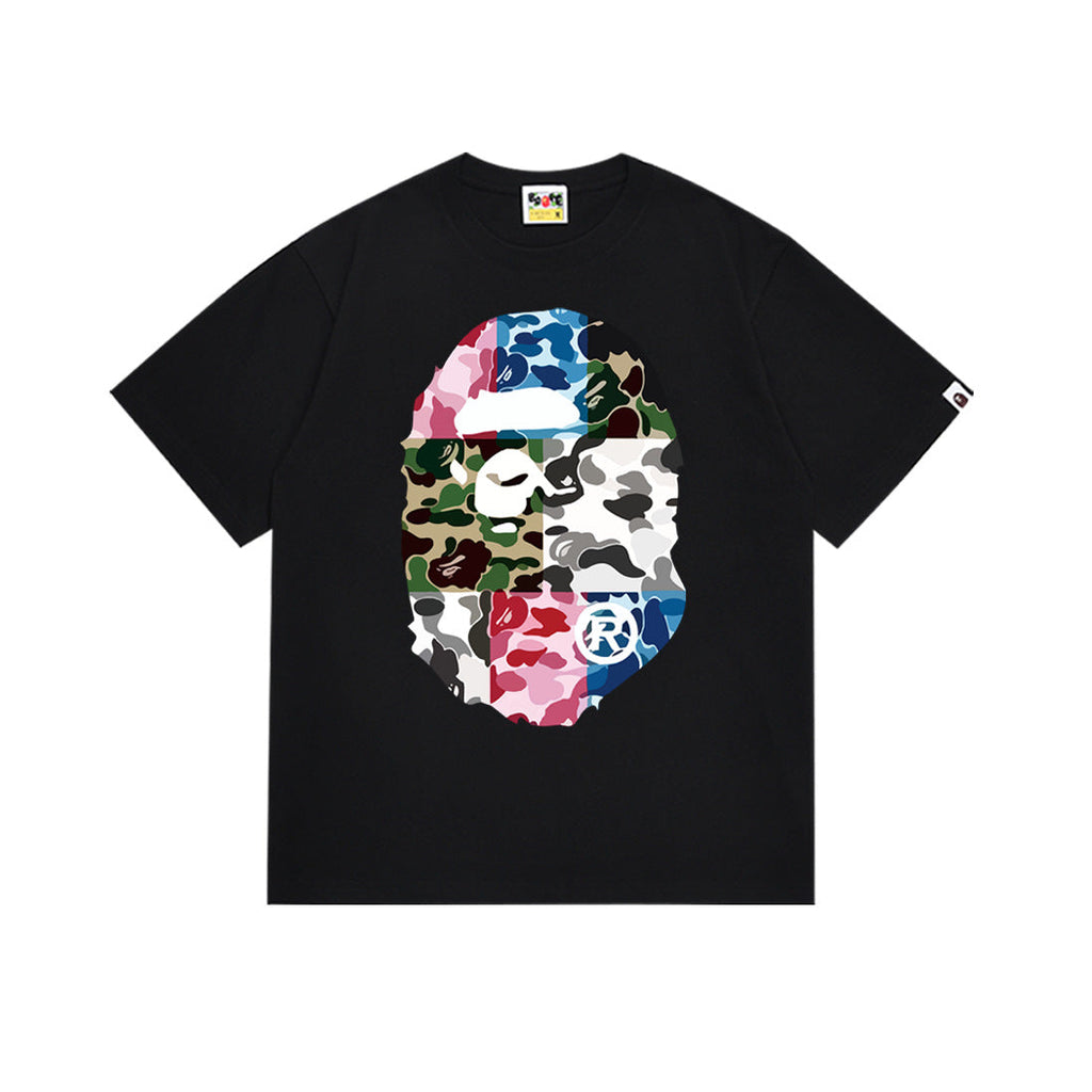 BAPE Bathing Shark and ape head print T Shirt NextBlock